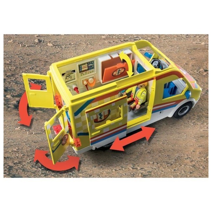 PLAYMOBIL 71202 Ambulance avec effets lumineux et sonore, City Action Les Secouristes