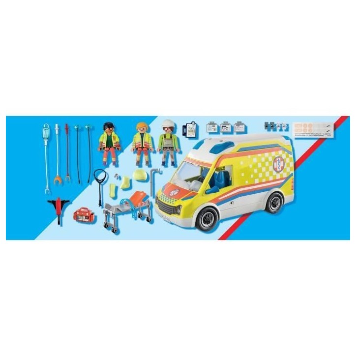 PLAYMOBIL 71202 Ambulance avec effets lumineux et sonore, City Action Les Secouristes