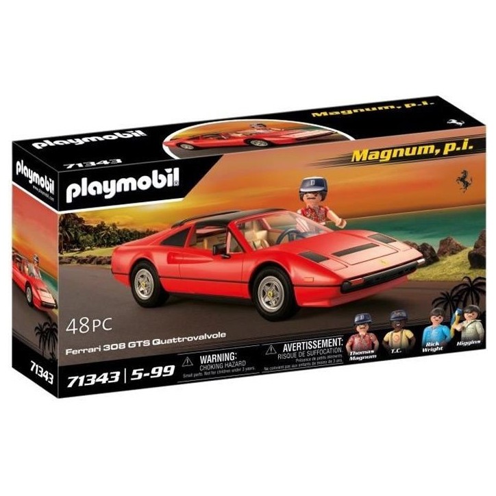 PLAYMOBIL 71343 Magnum Ferrari 308GT, Classic cars, Adulte, Voiture de collection, 48 pieces