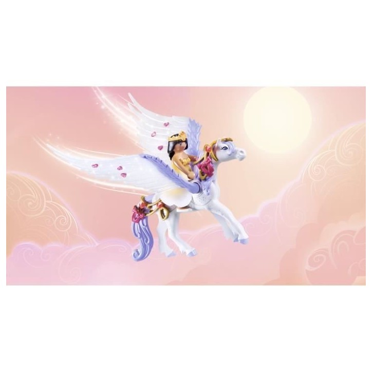 PLAYMOBIL 71361 Cheval ailé a décorer avec princesse, Princess Magic, chevalier et arc-en-ciel, Des 4 ans