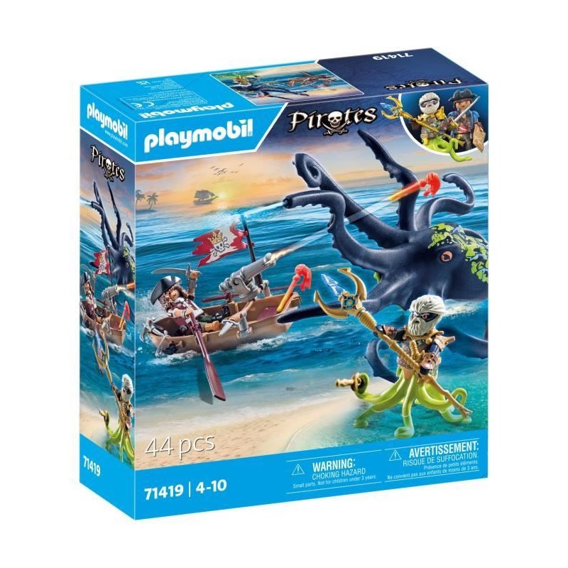 PLAYMOBIL 71419 Pirate avec pieuvre géante, Les Pirates, 44 pieces, D PLAYMOBIL 71419 Pirate avec pieuvre géante, Les Pirates, 44 pieces, D