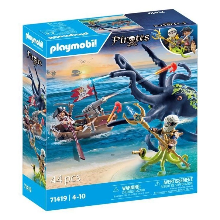 PLAYMOBIL 71419 Pirate avec pieuvre géante, Les Pirates, 44 pieces, Des 4 ans