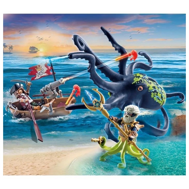 PLAYMOBIL 71419 Pirate avec pieuvre géante, Les Pirates, 44 pieces, Des 4 ans