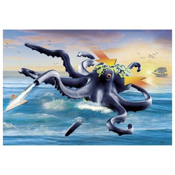 PLAYMOBIL 71419 Pirate avec pieuvre géante, Les Pirates, 44 pieces, Des 4 ans