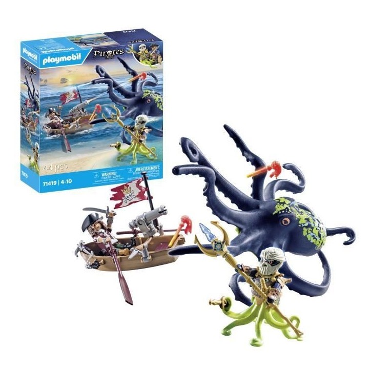 PLAYMOBIL 71419 Pirate avec pieuvre géante, Les Pirates, 44 pieces, Des 4 ans