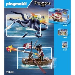 PLAYMOBIL 71419 Pirate avec pieuvre géante, Les Pirates, 44 pieces, D