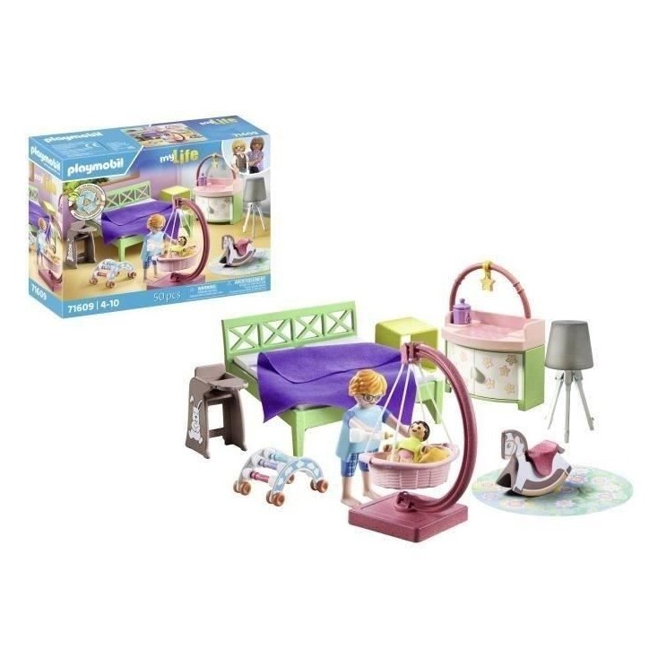 PLAYMOBIL 71609 Chambre de parents avec berceau suspendu, Maison d'architecte, My Life, 50 pieces, Des 4 ans