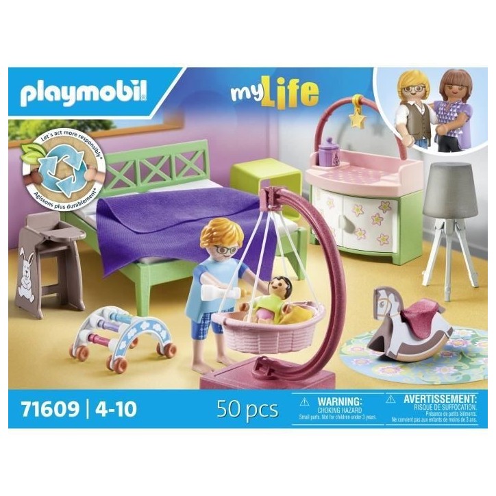 PLAYMOBIL 71609 Chambre de parents avec berceau suspendu, Maison d'architecte, My Life, 50 pieces, Des 4 ans
