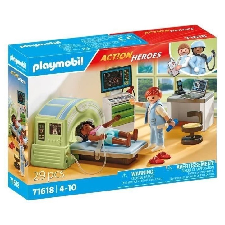 PLAYMOBIL 71618 Scanner médical avec patiente, City Life, L'Hôpital, 29 pieces, Des 4 ans