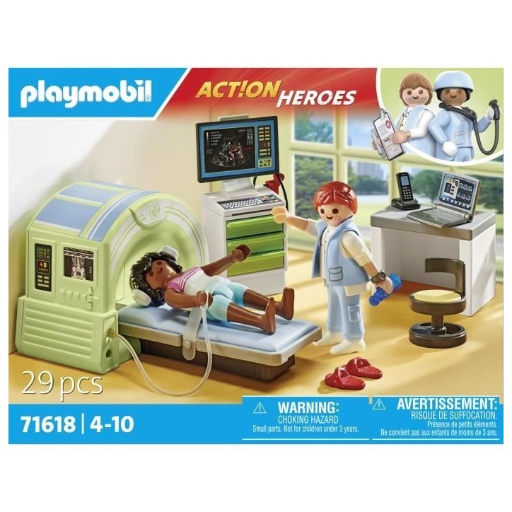 PLAYMOBIL 71618 Scanner médical avec patiente, City Life, L'Hôpital, 29 pieces, Des 4 ans