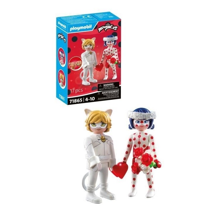 PLAYMOBIL 71865 Mariage Ladybug & Chat Noir, Miraculous, 17 pieces, Des 4 ans