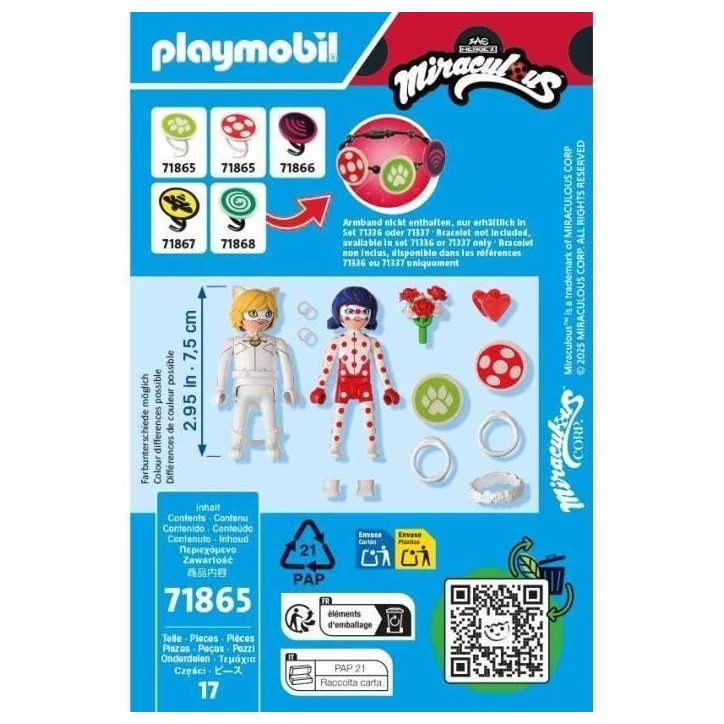 PLAYMOBIL 71865 Mariage Ladybug & Chat Noir, Miraculous, 17 pieces, Des 4 ans