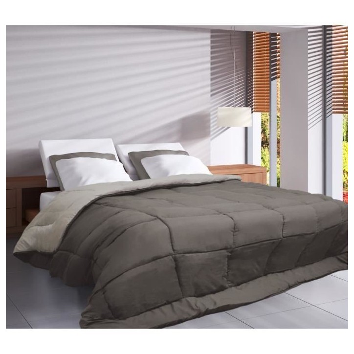 CALGARY Couette chaude Microfibre 400g/m² Taupe & Lin 220x240cm