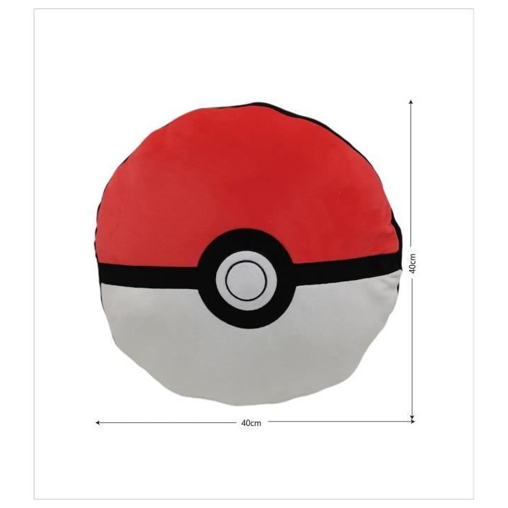 Coussin premium - Rond - POKEMON - Poké-ball - Microfibre - 40 cm