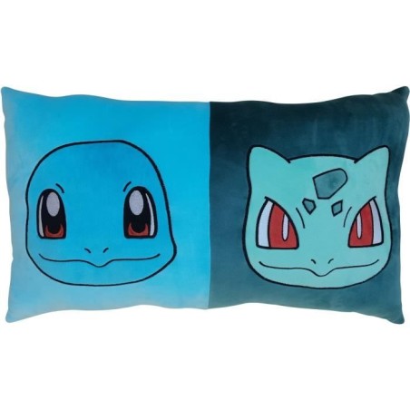 Coussin double face - Carré - POKEMON - Pikachu et Starter - Microfib