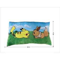 Coussin premium - POKEMON - Pikachu & Eevee - Microfibre - 60 cm
