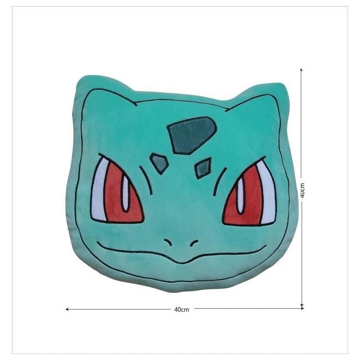 Coussin premium 3D - POKEMON - Visage Bulbizarre - Microfibre - 40 cm