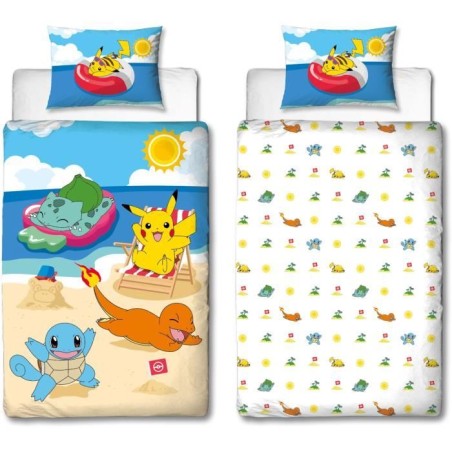 Parure de lit - POKEMON - Pikachu et ses amis a la plage - Microfibre