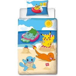 Parure de lit - POKEMON - Pikachu et ses amis a la plage - Microfibre