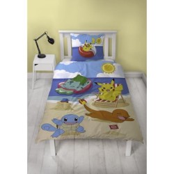 Parure de lit - POKEMON - Pikachu et ses amis a la plage - Microfibre