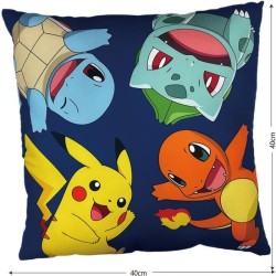 Coussin double face - Carré - POKEMON - Poké-Ball et Starter - Micro
