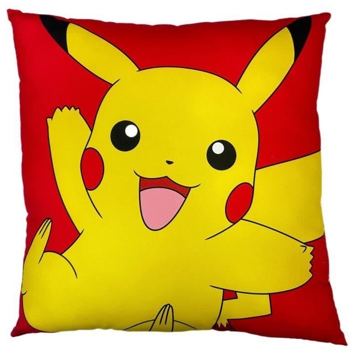 Coussin double face - Carré - POKEMON - Pikachu et Carapuce - Microfibre - 40 x 40 cm