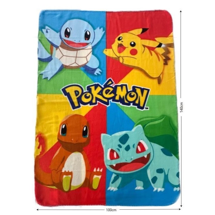 Plaid - POKEMON - Starter et Pikachu - 100 x 140 cm