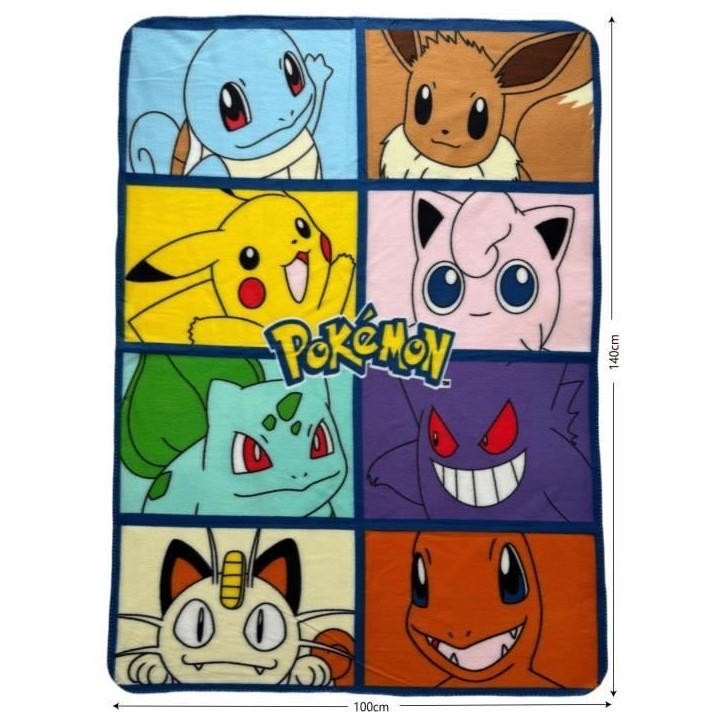 Plaid - POKEMON - 8 Pokemon - 100 x 140 cm