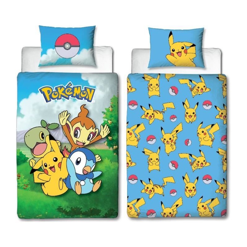 Parure de lit réversible - POKEMON - Pikachu et ses amis - Microfibre