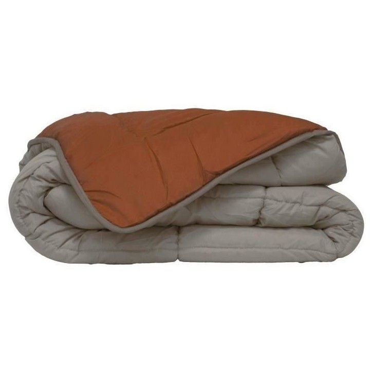 POYET MOTTE Couette Microfibre 400g/m² CALGARY - 140 x 200 cm - Gris galet et Marron gimgembre