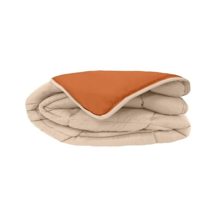 POYET MOTTE Couette Microfibre 400g/m² CALGARY - 140 x 200 cm - Gris galet et Marron gimgembre