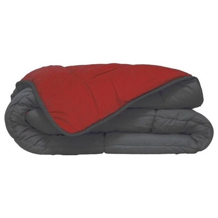 HUDSON Couette légere Microfibre 200g/m² 140x200cm Gris & Rouge