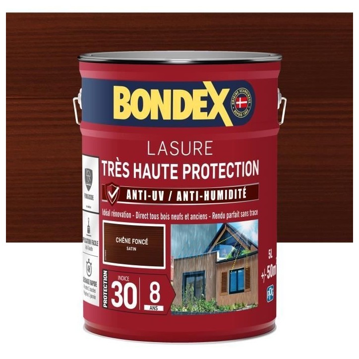 BONDEX - Lasure 8 ans - Indice 30 - Chene Foncé - Satin - 5L