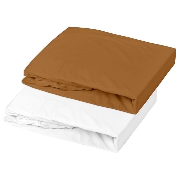 Lot 1 alese + 1 drap housse - P'TIT DODO - 60 x 120 cm - Blanc / Caramel