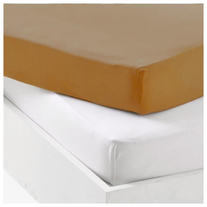 Lot 1 alese + 1 drap housse - P'TIT DODO - 60 x 120 cm - Blanc / Caramel