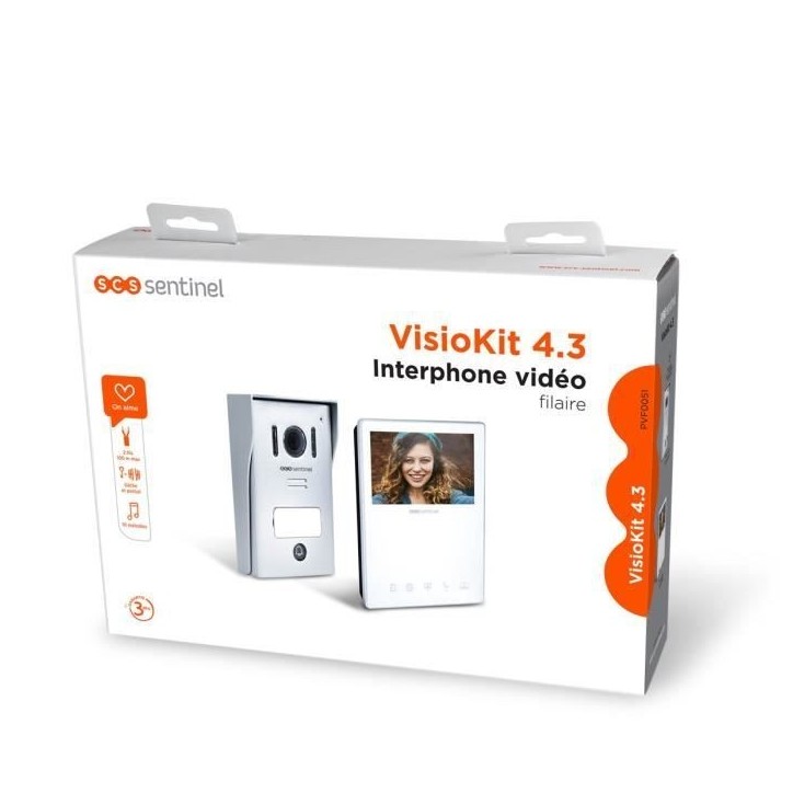 Interphone vidéo filaire, coloris blanc - VisioKit 4.3 - SCS SENTINEL - Garantie 3 ans