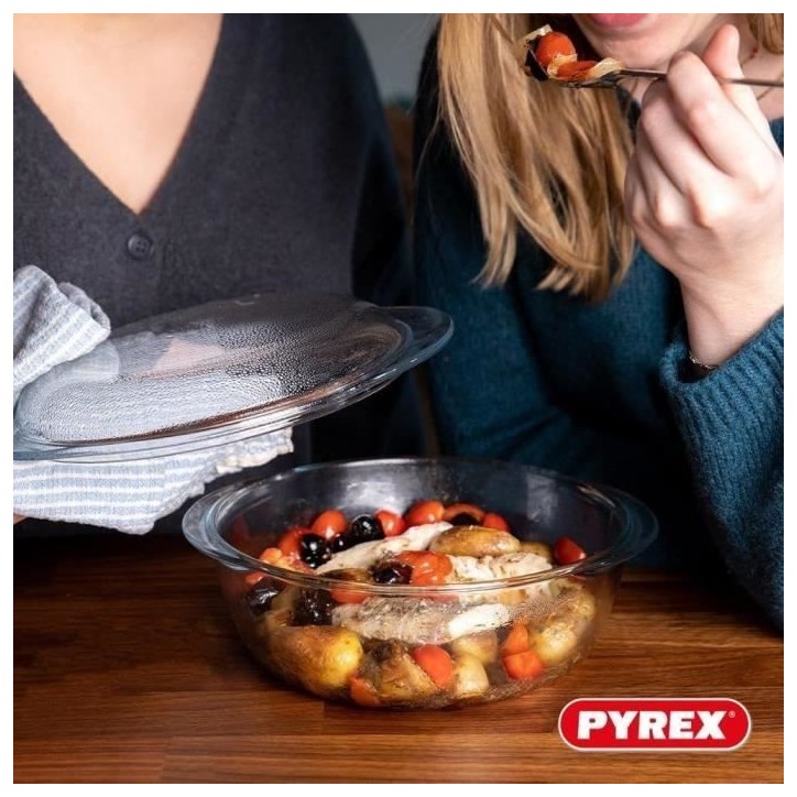 Cocotte - PYREX - 1450096 - Ronde - En verre borosilicate - 2,1 litres