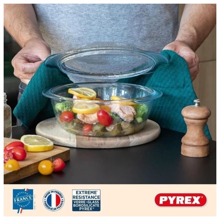 Cocotte - PYREX - 1450096 - Ronde - En verre borosilicate - 2,1 litres