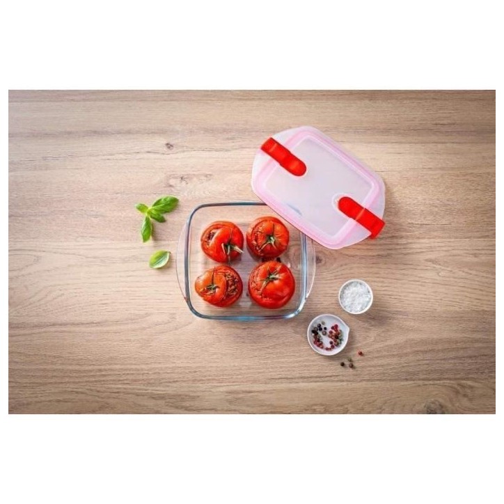 Boîte rectangulaire avec couvercle - PYREX - 1451021 - 20 x 17 cm - 1 L - Cook & Heat - Base en verre borosilicate Boîte rectangulaire avec couvercle - PYREX - 1451021 - 20 x 17 cm - 1 L - Cook & Heat - Base en verre borosilicate