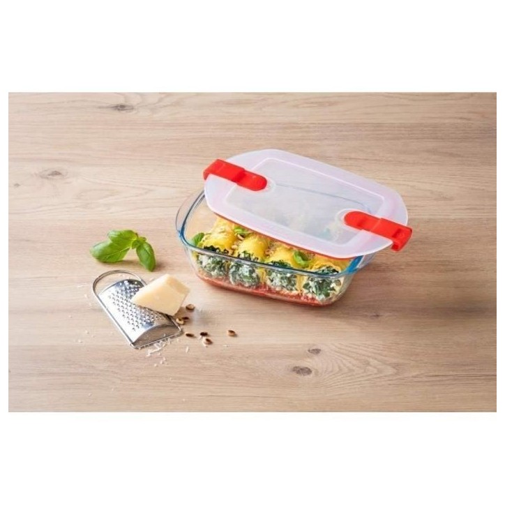 Boîte rectangulaire avec couvercle - PYREX - 1451024 - 23 x 15 cm - 1,1 L - Cook & Heat - Base en verre borosilicate Boîte rectangulaire avec couvercle - PYREX - 1451024 - 23 x 15 cm - 1,1 L - Cook & Heat - Base en verre borosilicate