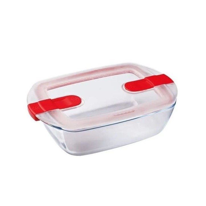 Boîte rectangulaire avec couvercle - PYREX - 1451025 - 28 x 20 cm - 2,5 L - Cook & Heat - Base en verre borosilicate Boîte rectangulaire avec couvercle - PYREX - 1451025 - 28 x 20 cm - 2,5 L - Cook & Heat - Base en verre borosilicate