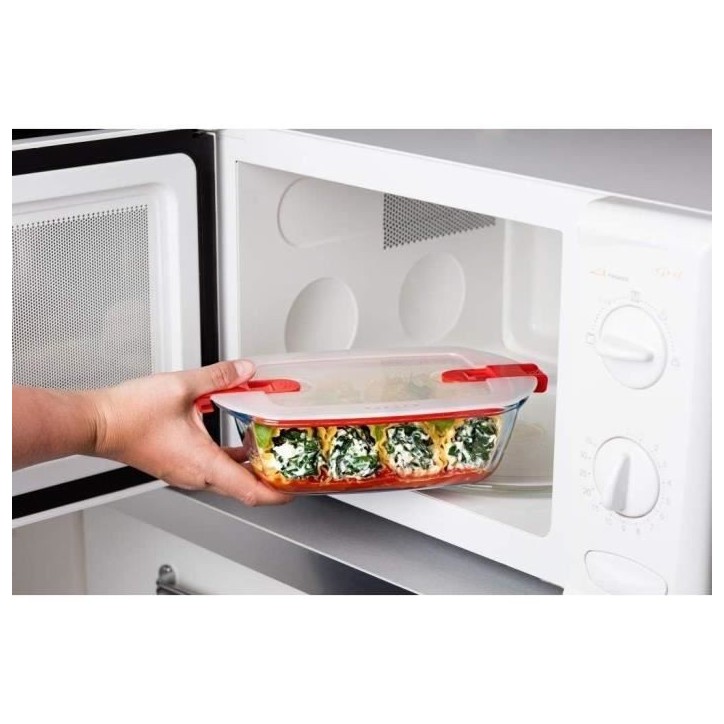 Boîte rectangulaire avec couvercle - PYREX - 1451025 - 28 x 20 cm - 2,5 L - Cook & Heat - Base en verre borosilicate Boîte rectangulaire avec couvercle - PYREX - 1451025 - 28 x 20 cm - 2,5 L - Cook & Heat - Base en verre borosilicate