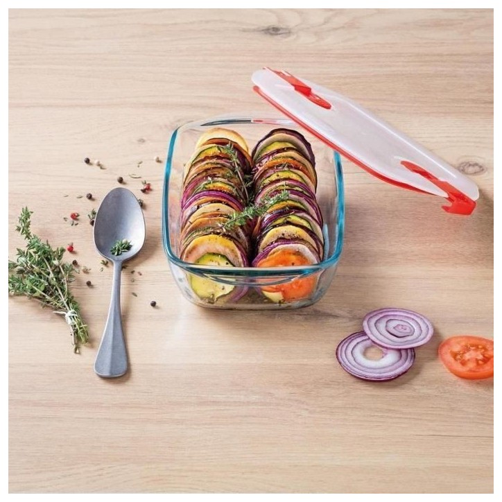 Boîte rectangulaire avec couvercle - PYREX - 1451023 - 17 x 10 cm - 400 ml - Cook & Heat - Base en verre borosilicate Boîte rectangulaire avec couvercle - PYREX - 1451023 - 17 x 10 cm - 400 ml - Cook & Heat - Base en verre borosilicate
