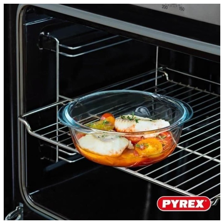 Boîte ronde avec couvercle - PYREX - 1451018 - 20 x 18 cm - 1,1 L - Cook & Heat - Base en verre borosilicate Boîte ronde avec couvercle - PYREX - 1451018 - 20 x 18 cm - 1,1 L - Cook & Heat - Base en verre borosilicate