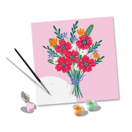 CreArt 20x20 cm Poppy bouquet, Loisir créatif, Adulte, Peinture par numéros, 25519, Ravensburger