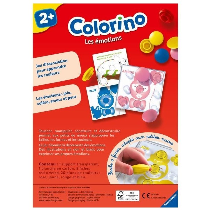 Colorino Les émotions - Jeu éducatif - Apprentissage des couleurs - Activités créatives enfant - Ravensburger - Des 2 ans Colorino Les émotions - Jeu éducatif - Apprentissage des couleurs - Activités créatives enfant - Ravensburger - Des 2 ans