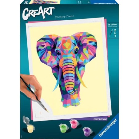 CreArt Elephant 24x30 cm - Peinture par numéros – Des 12 ans – Ra