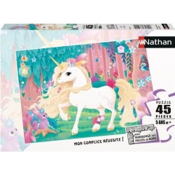 Puzzle enfant 45 pieces Jolie licorne Nathan - Poster inclus - Theme f