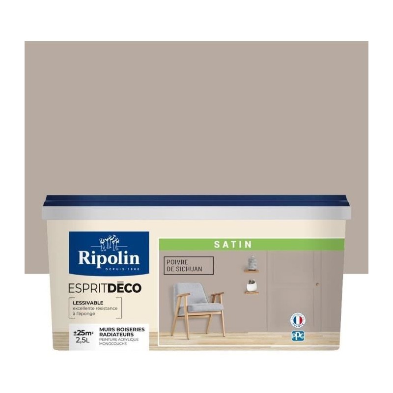 RIPOLIN Peinture murale pour toutes pieces - Poivre du sichuan satin - RIPOLIN Peinture murale pour toutes pieces - Poivre du sichuan satin -