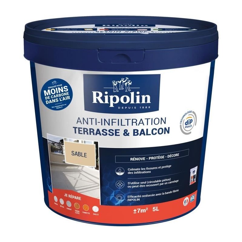 Anti-infiltrations terrasses & balcons sable - RIPOLIN - 5 L Anti-infiltrations terrasses & balcons sable - RIPOLIN - 5 L